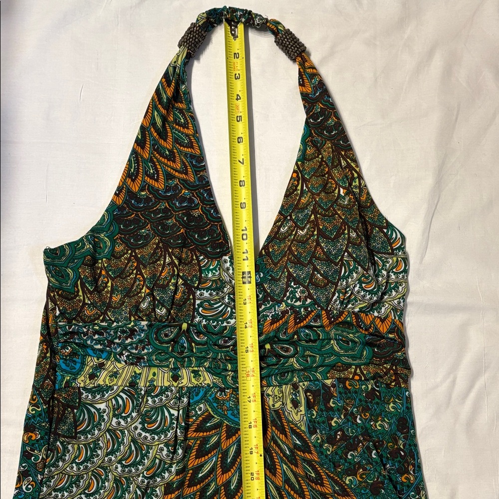 Cristinalove Teal & Green Patterned V-Neck Maxi Dress - Picture 9 of 11